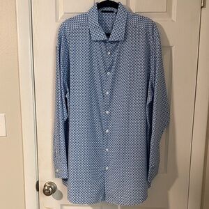 Murano Blue Geometric Button Down Shirt (Big Man)